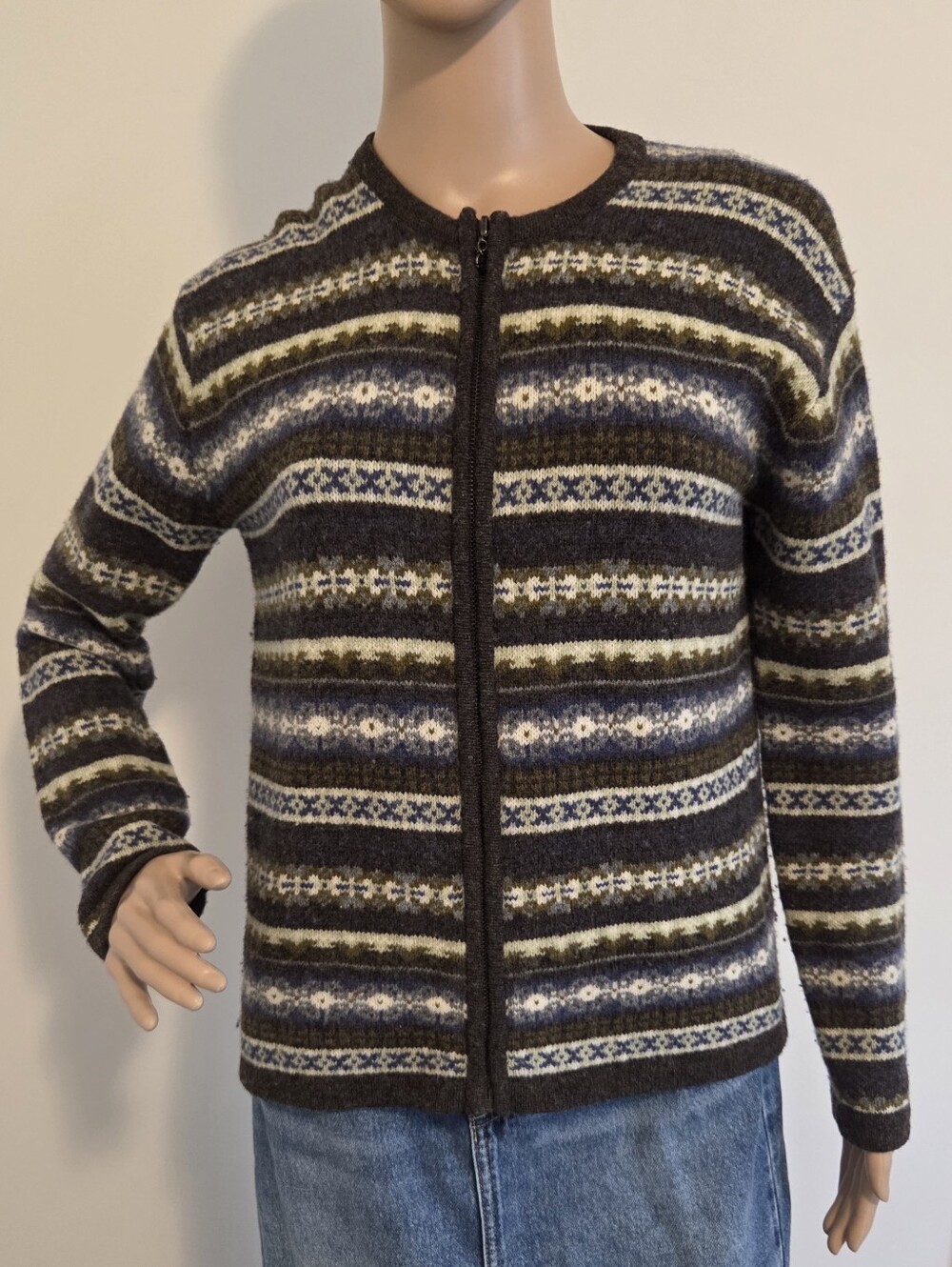 Newton Trading Co. Vintage 90's Fair Isle Wool Cardigan Sweater